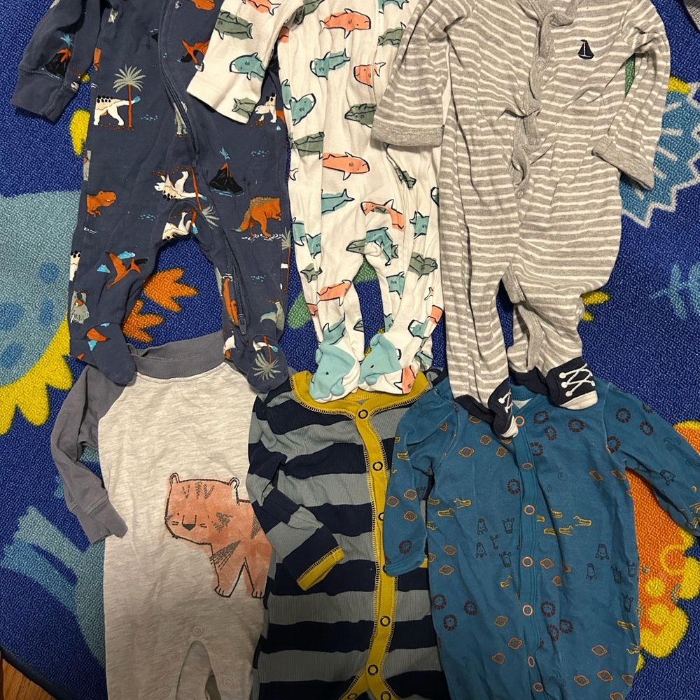 Carter's Blue and Gray Footies One Pieces Collection